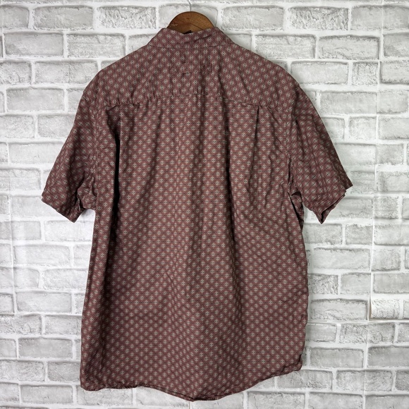 Duluth Trading Dull Dark Red Argyle Print Double Pocket Button Down Shirt LARGE - Picture 4 of 6